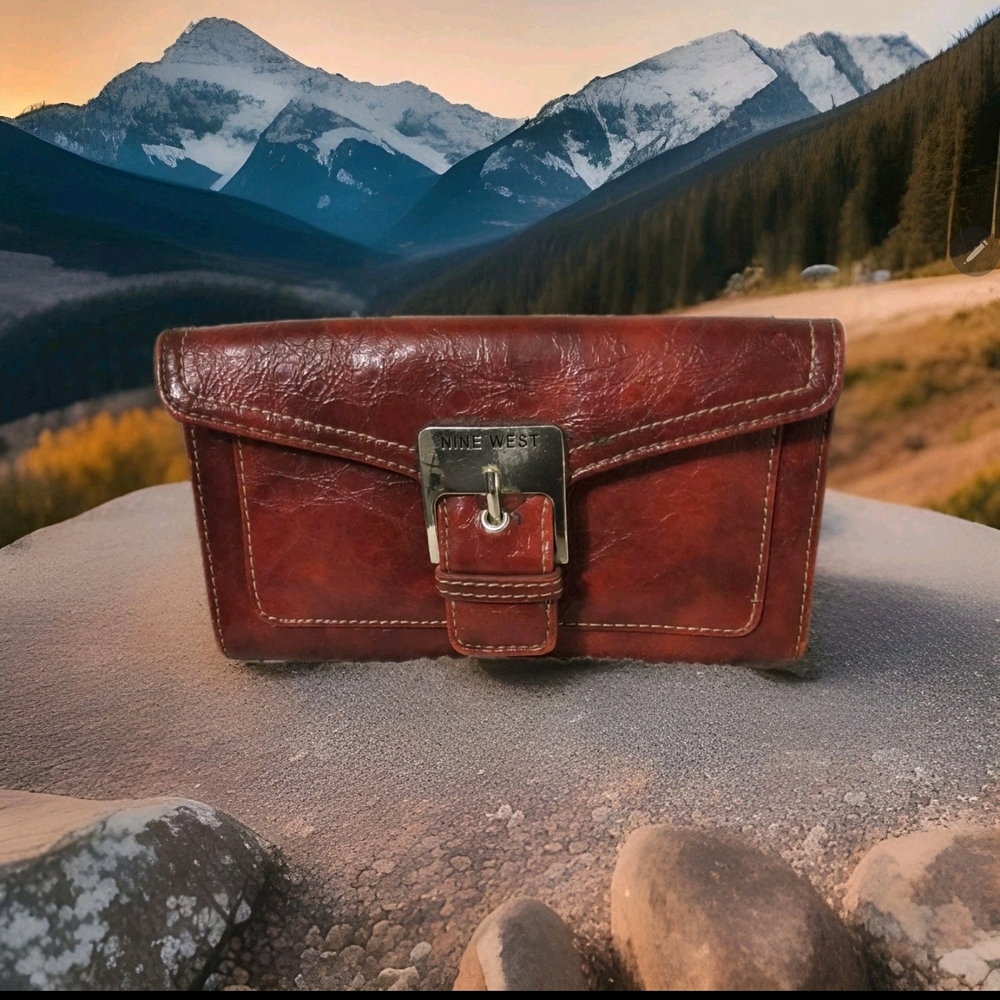 Nine West Burgundy Leather Clutch